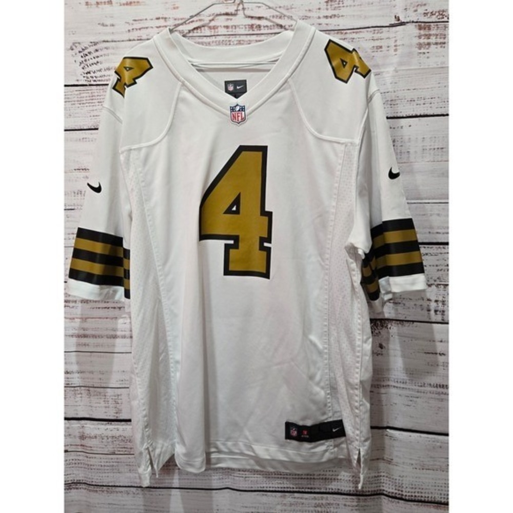 New Orleans Saints Derek Carr 4 Nike NFL On Field Jersey White Gold‎ Men's Large